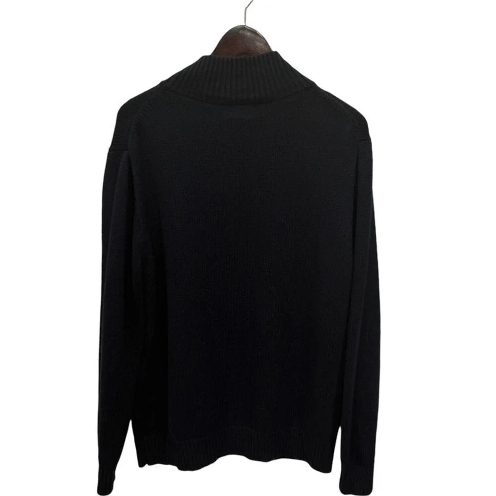 L.L. BEAN Men's Navy Blue 1/4 Zip Cotton Knitted Sweater Size L
